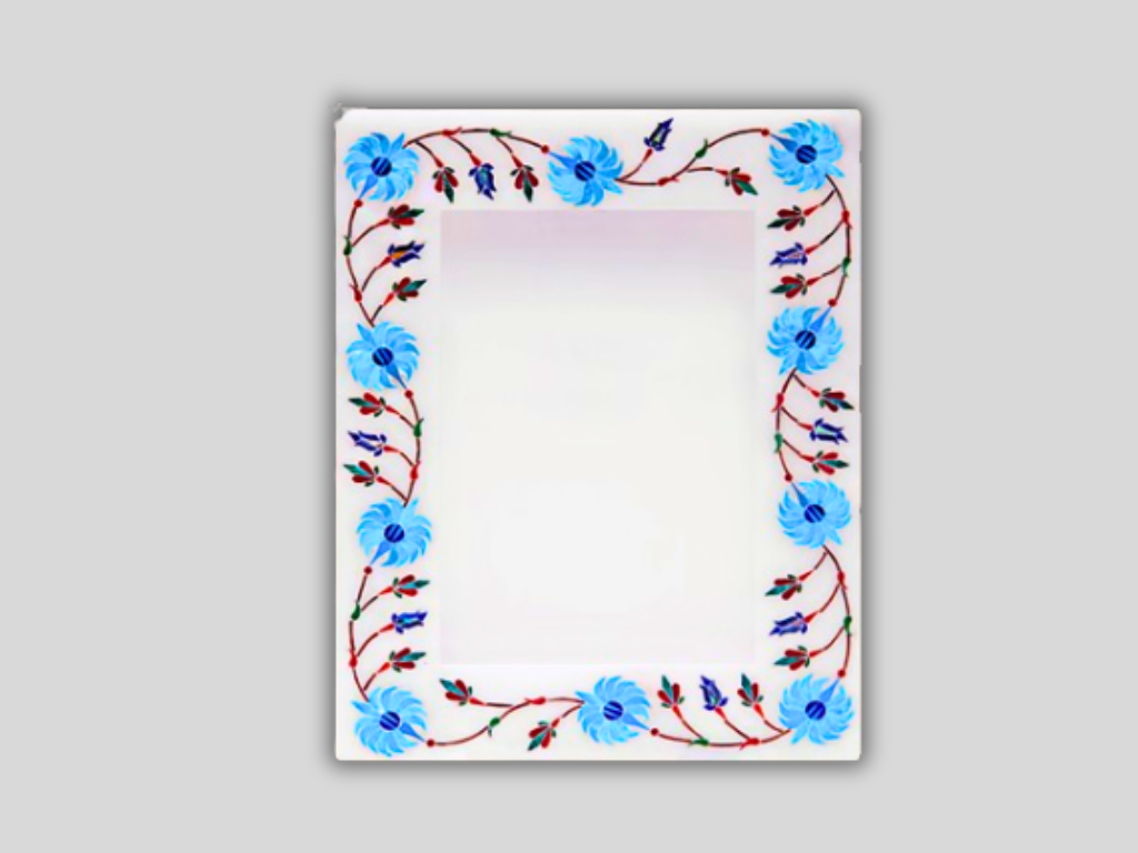 White Top Marble Photo Frame Turquoise Inlay Decors